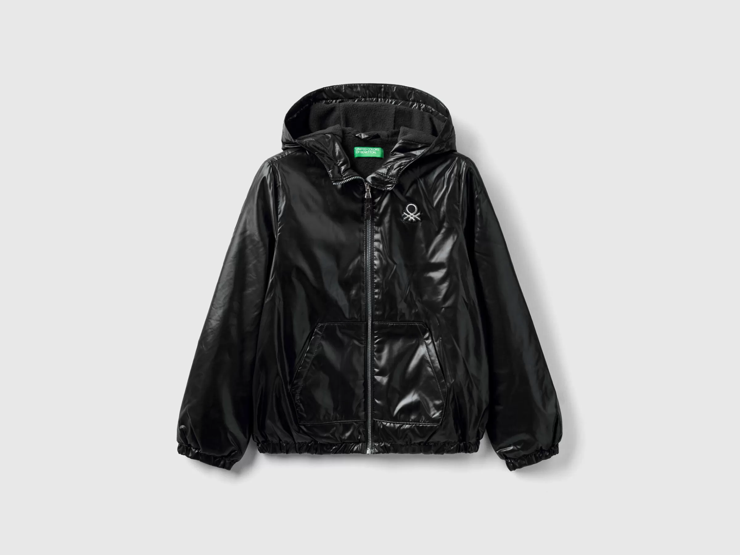 Blusao Brilhante Com Fecho De Correr E Capuz^Benetton Fashion