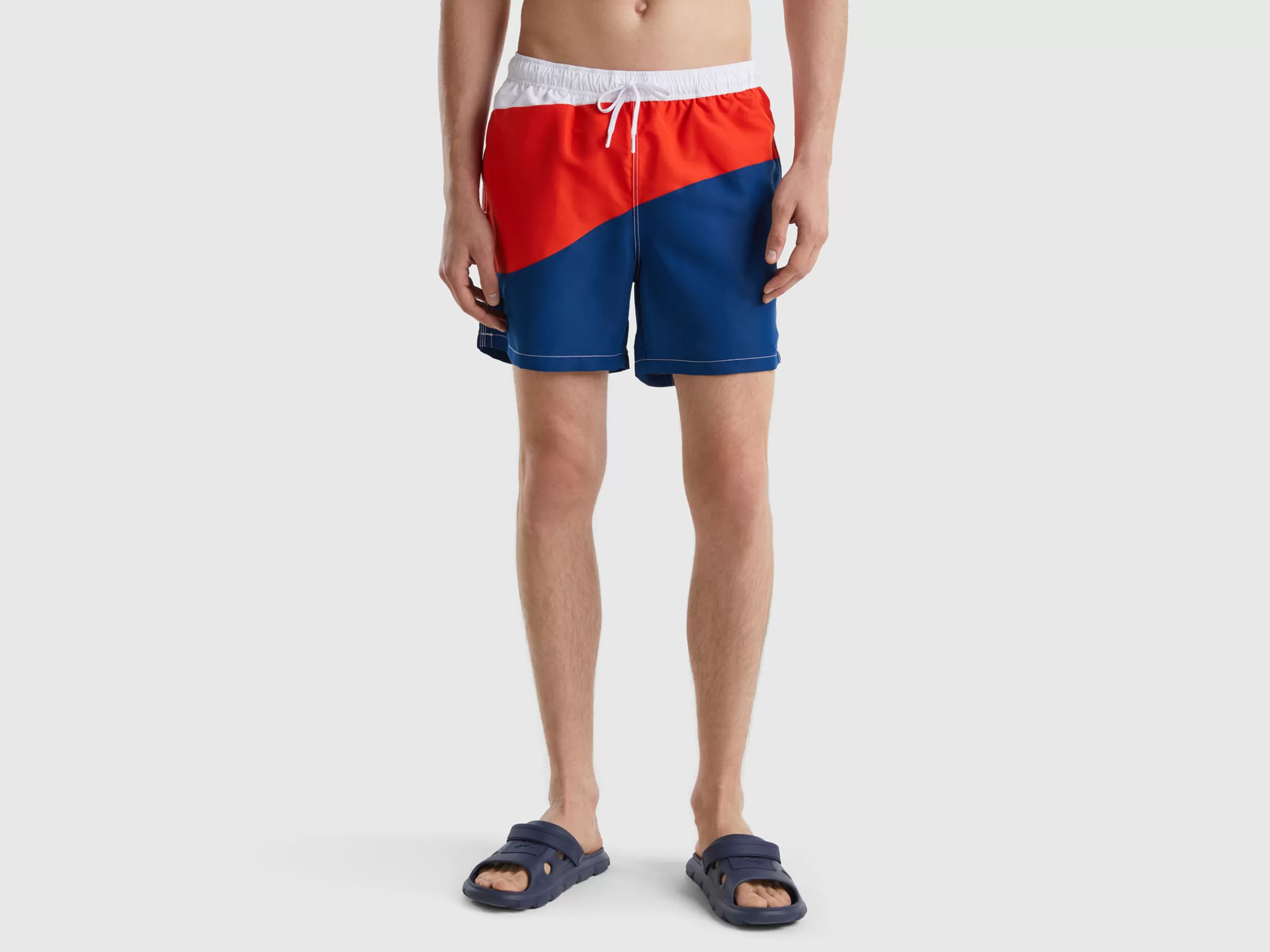 Boxers De Banho Color Block Com Ondas^Benetton Cheap
