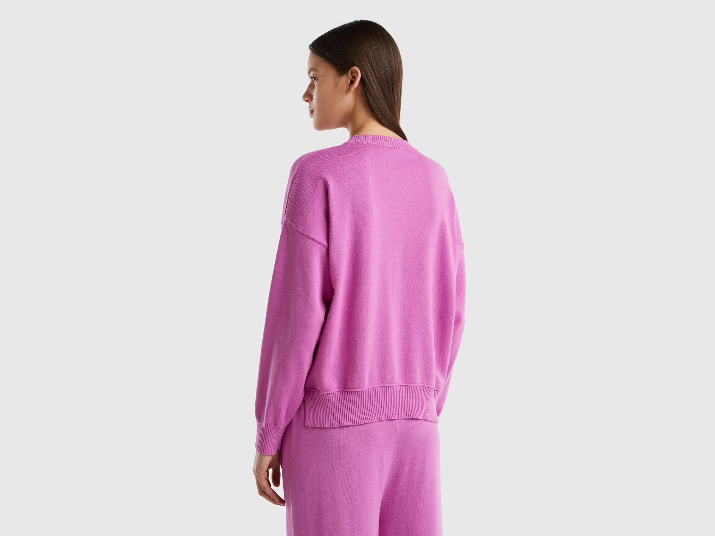 Camisola De Gola Redonda Em Algodão Tricot^Benetton Cheap