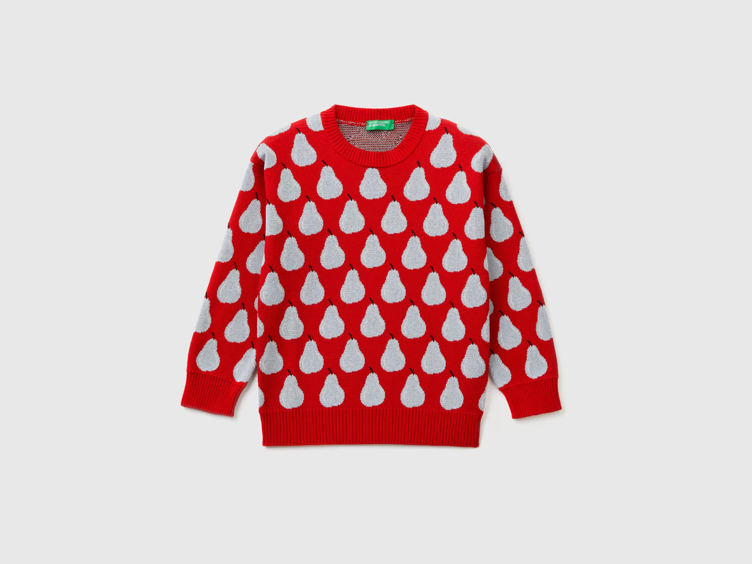 Camisola Vermelha Com Padrao De Peras^Benetton Outlet