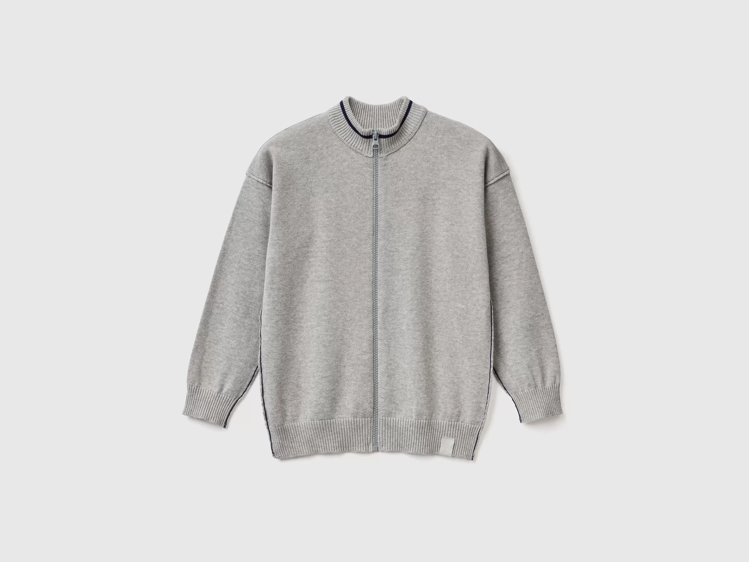Cardiga Com Fecho De Correr Em Algodão^Benetton Flash Sale