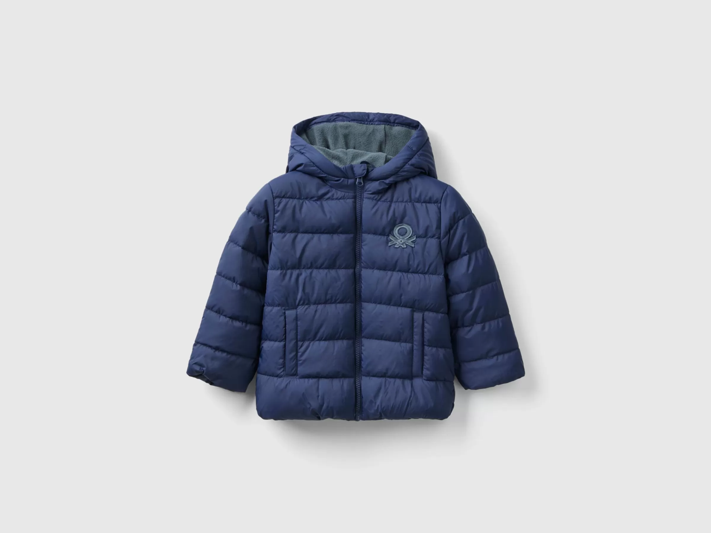 Casaco Acolchoado Com Capuz E Logotipo^Benetton Fashion