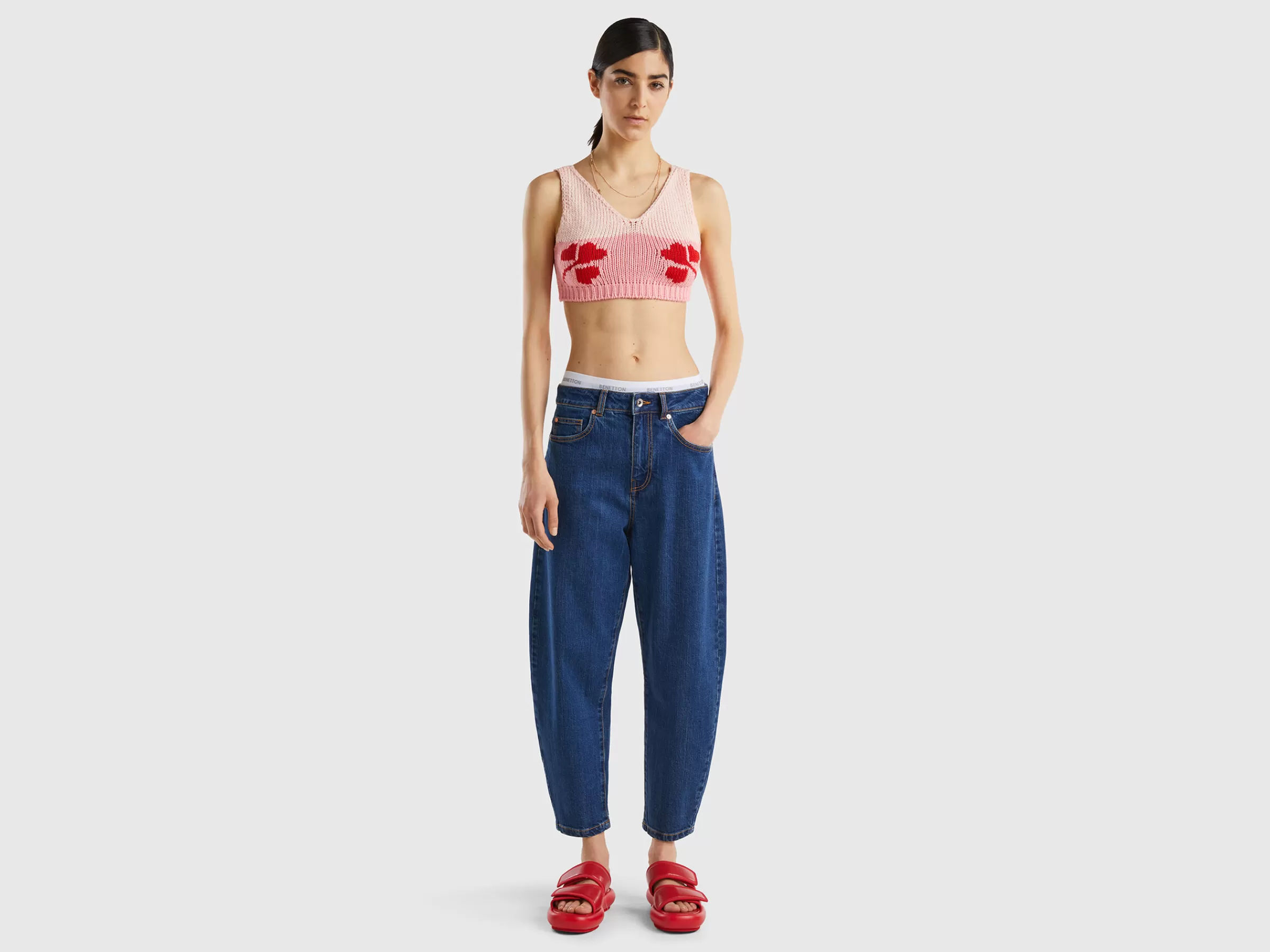 Jeans Ballon Fit 100% Algodão^Benetton Flash Sale