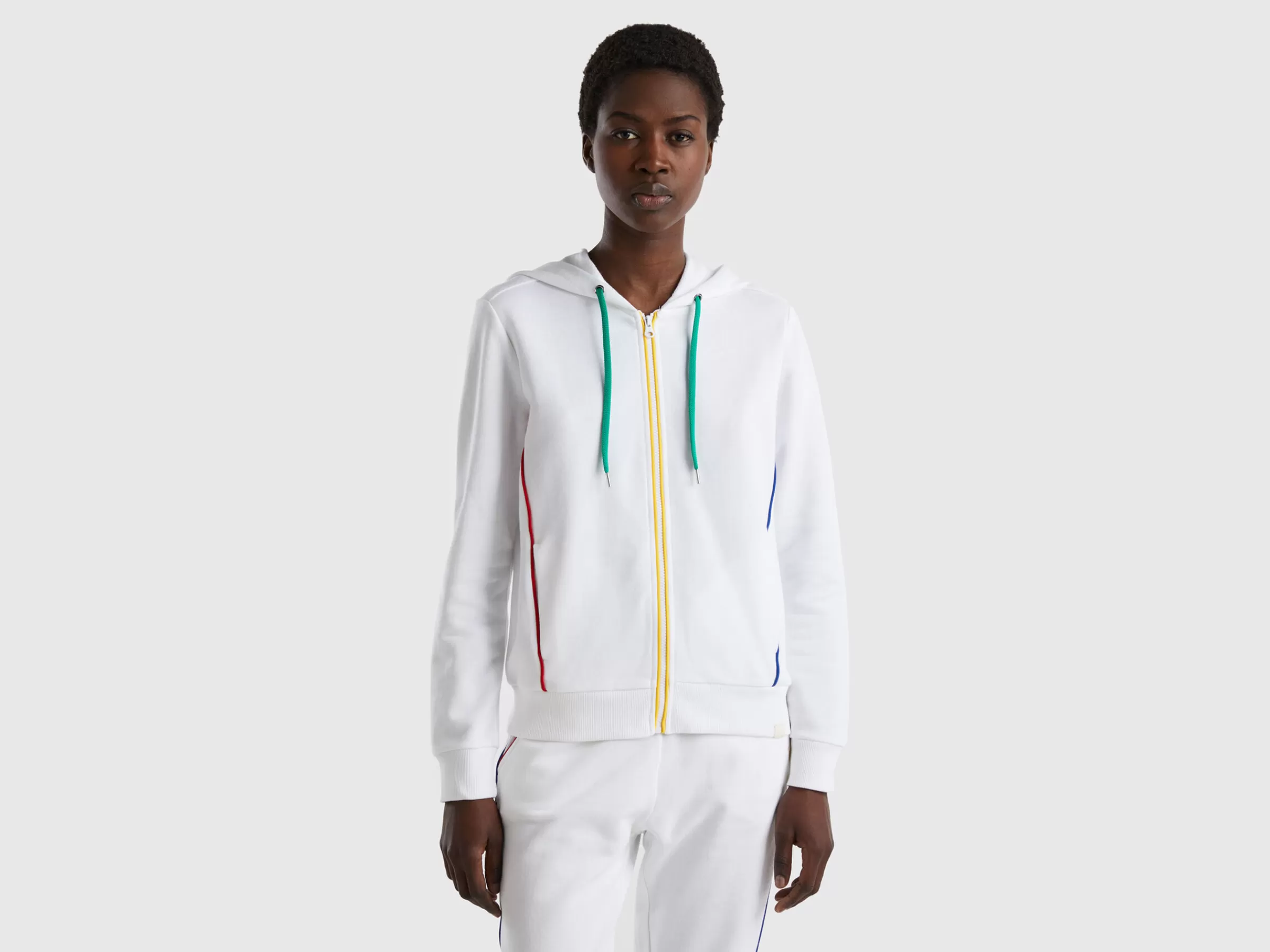 Sweat 100% Algodão Com Fecho De Correr E Capuz^Benetton Online