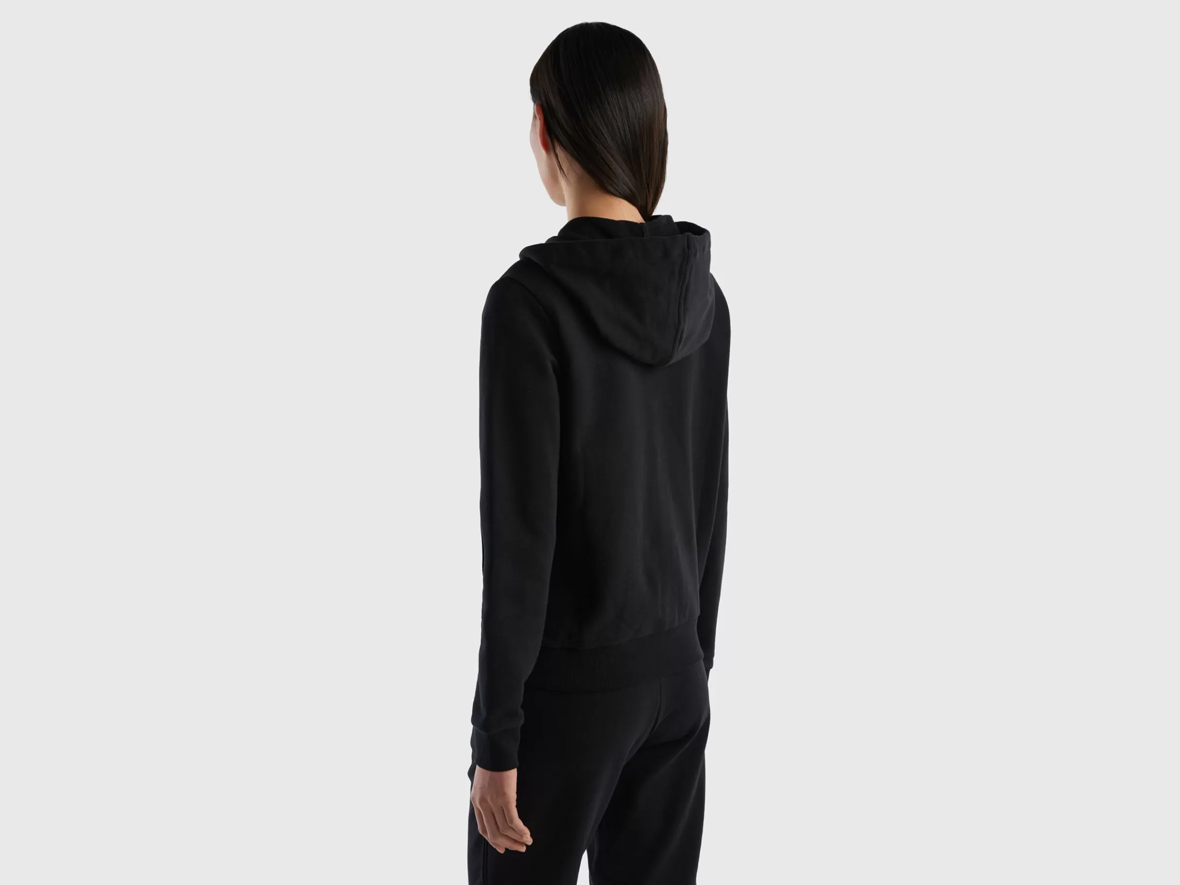 Sweat 100% Algodão Com Fecho De Correr E Capuz^Benetton New