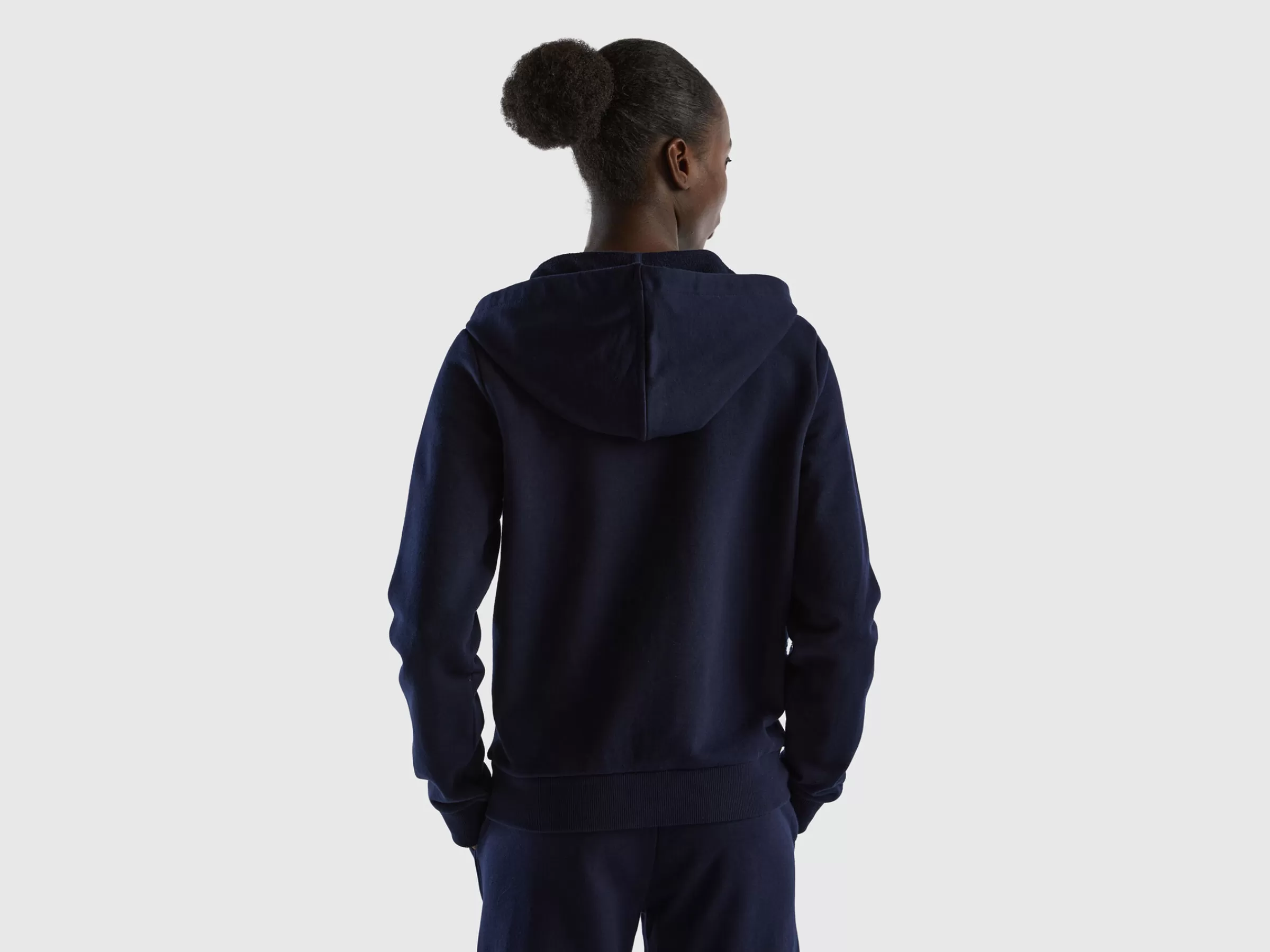 Sweat 100% Algodão Com Fecho De Correr E Capuz^Benetton Cheap