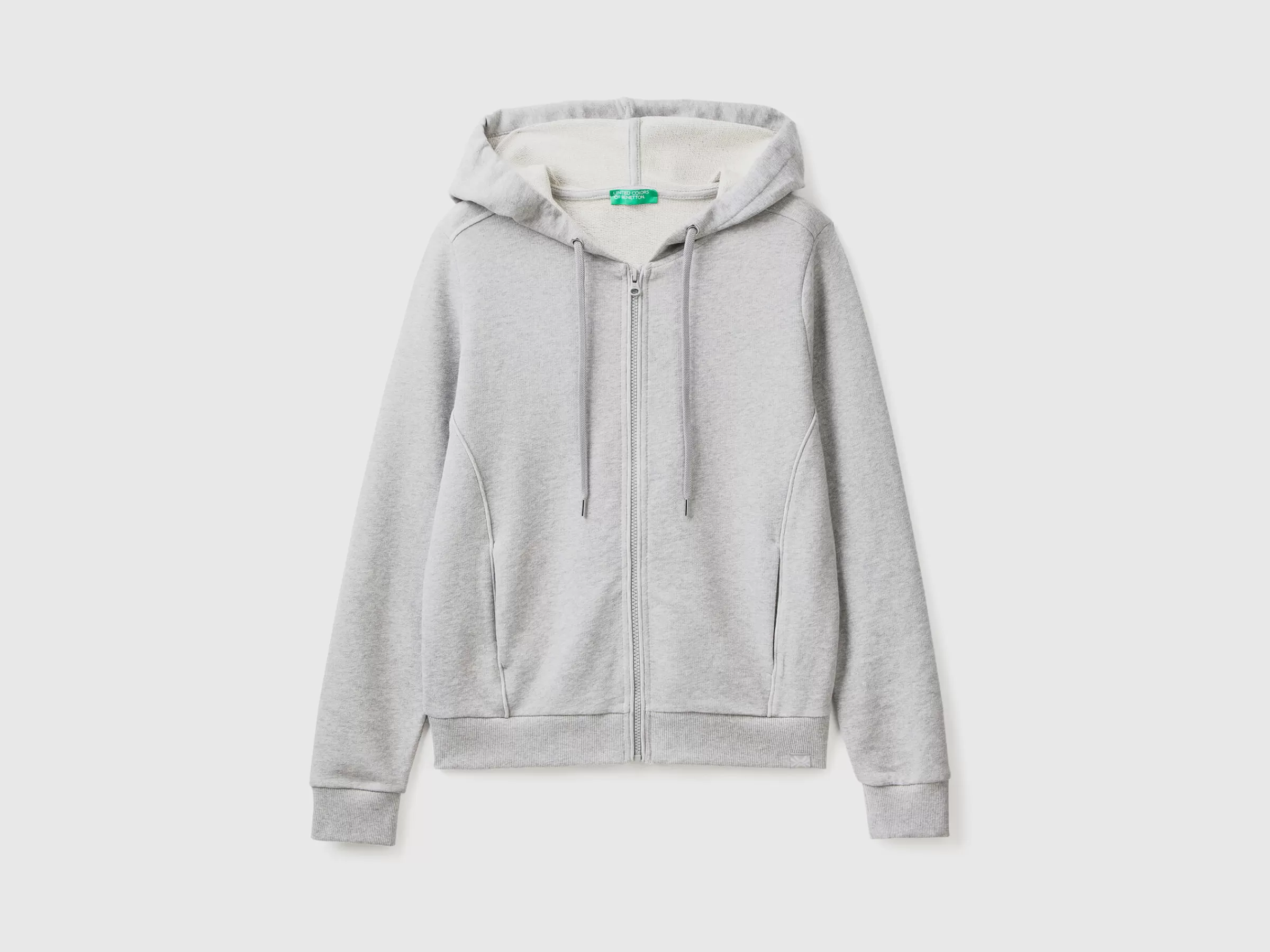 Sweat 100% Algodão Com Fecho De Correr E Capuz^Benetton Cheap