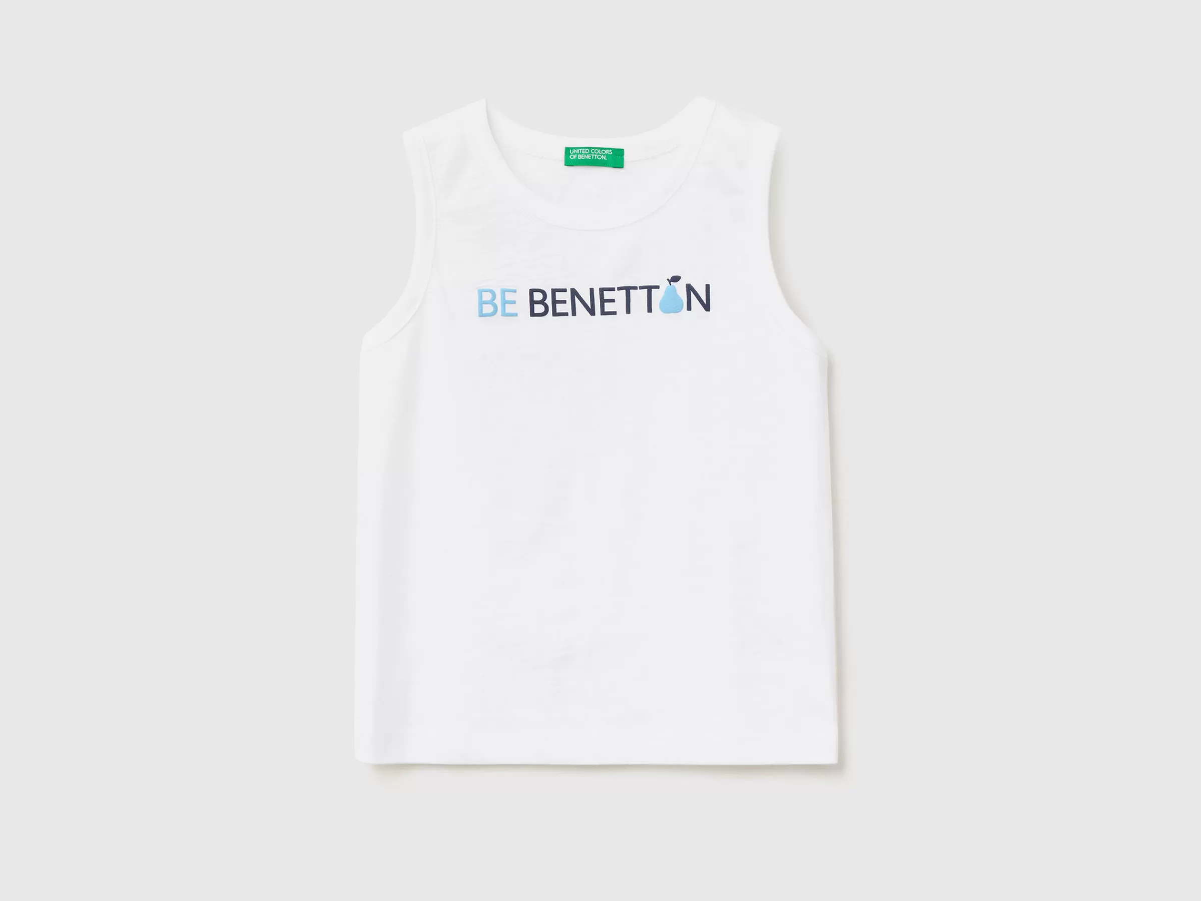 T-Shirt Sem Mangas 100% Algodão Organico Com Logotipo^Benetton Cheap