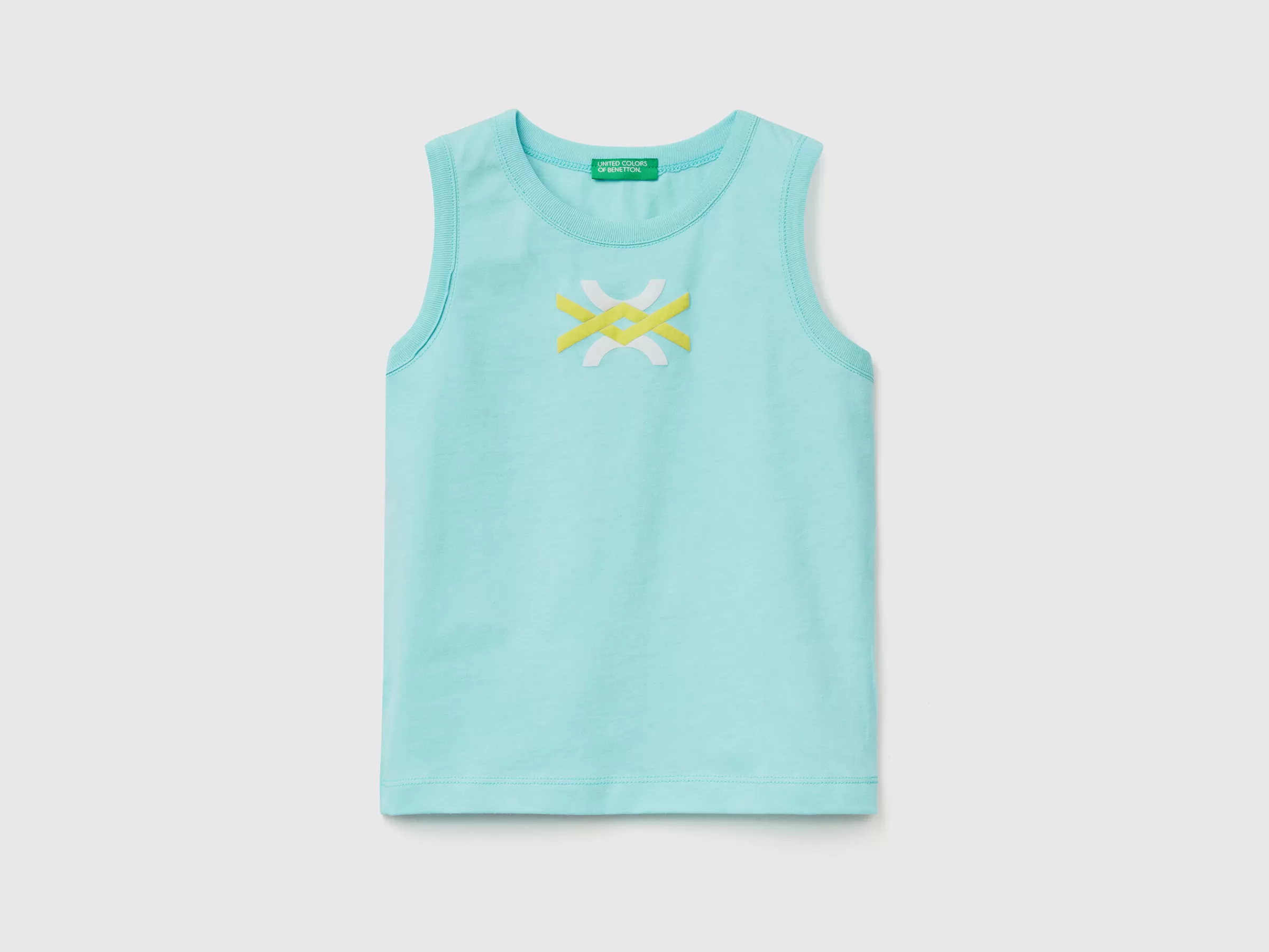 T-Shirt Sem Mangas 100% Algodão Organico Com Logotipo^Benetton Outlet