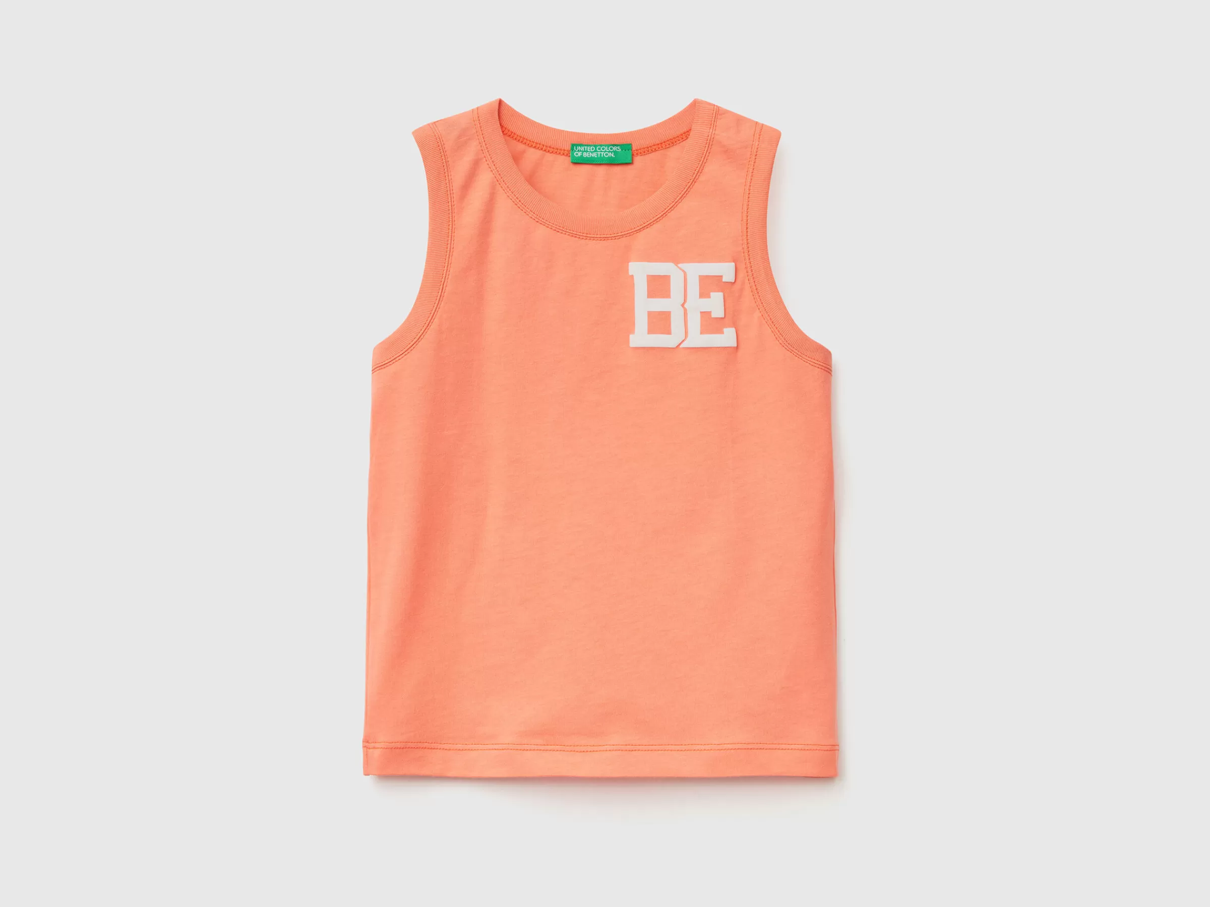T-Shirt Sem Mangas 100% Algodão Organico Com Logotipo^Benetton Cheap