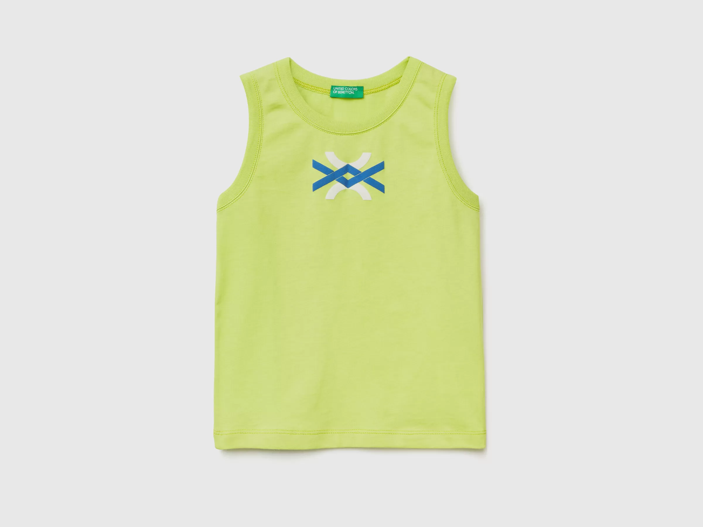 T-Shirt Sem Mangas 100% Algodão Organico Com Logotipo^Benetton Clearance