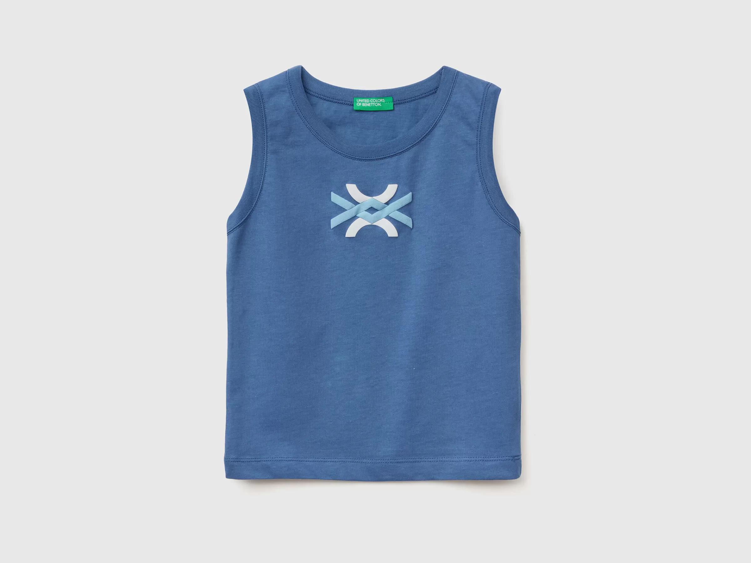 T-Shirt Sem Mangas 100% Algodão Organico Com Logotipo^Benetton Flash Sale