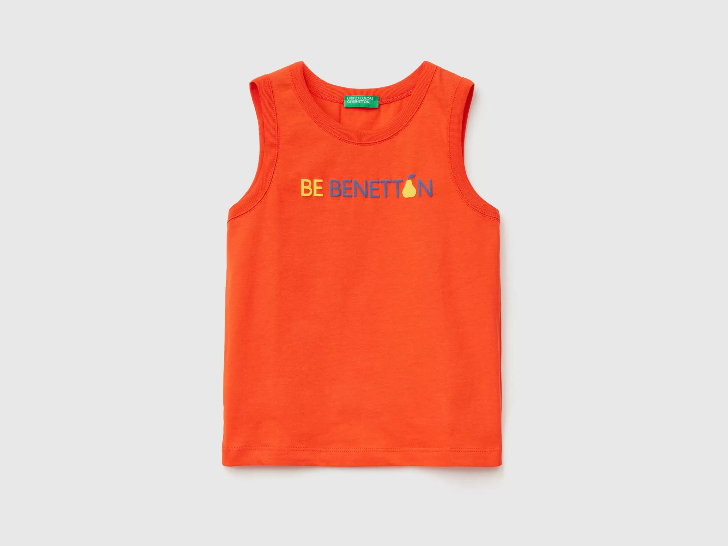 T-Shirt Sem Mangas 100% Algodão Organico Com Logotipo^Benetton Cheap