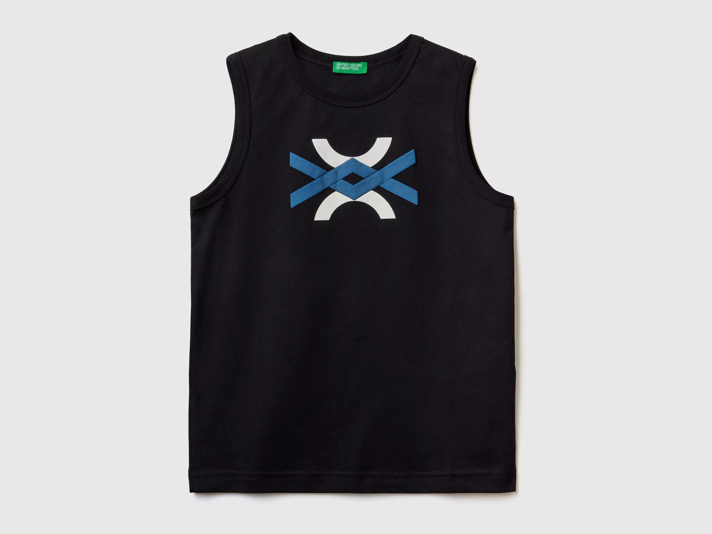 T-Shirt Sem Mangas 100% Algodão Organico Com Logotipo^Benetton Clearance