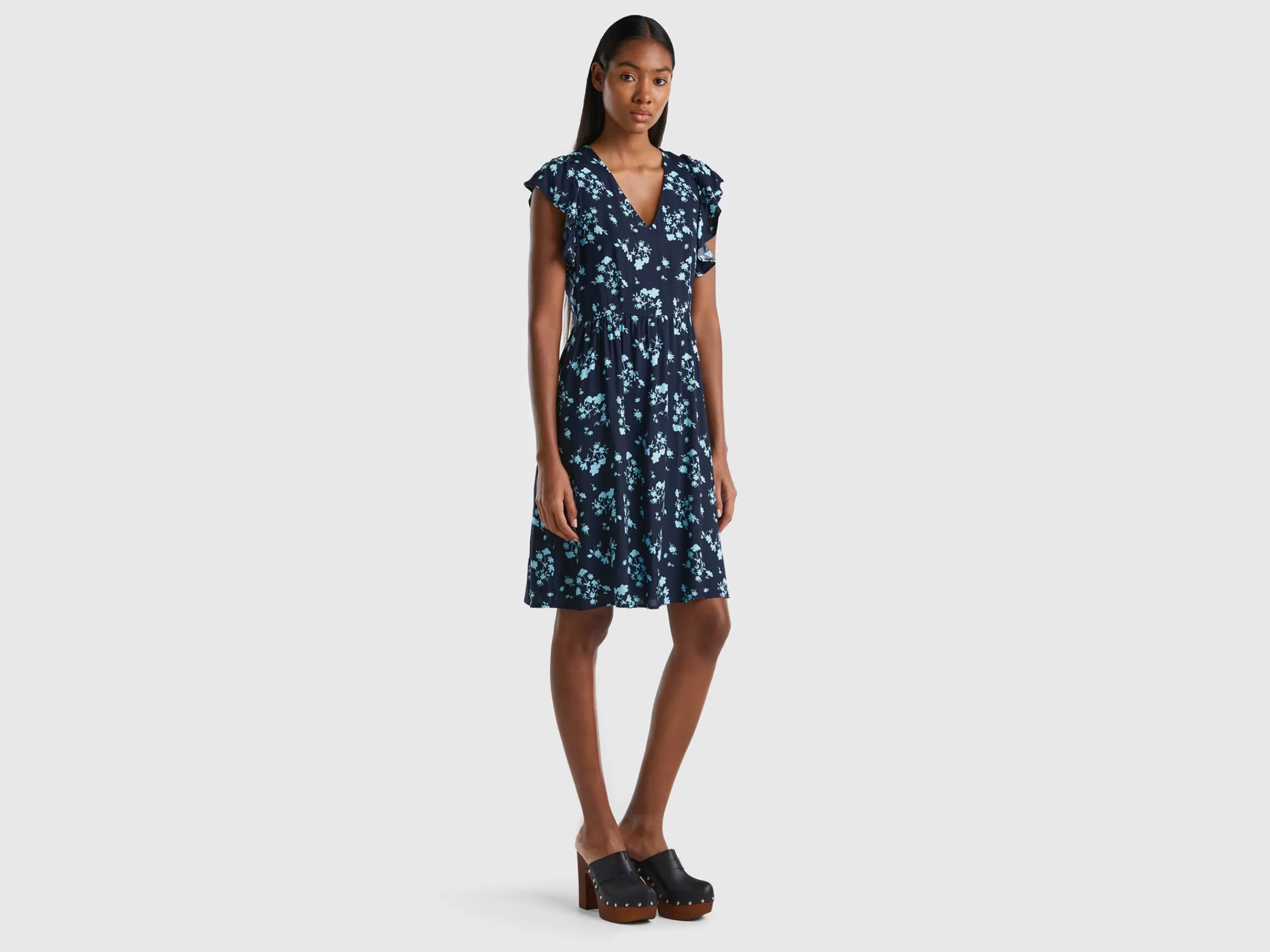 Vestido As Flores Com Folhos^Benetton Best Sale