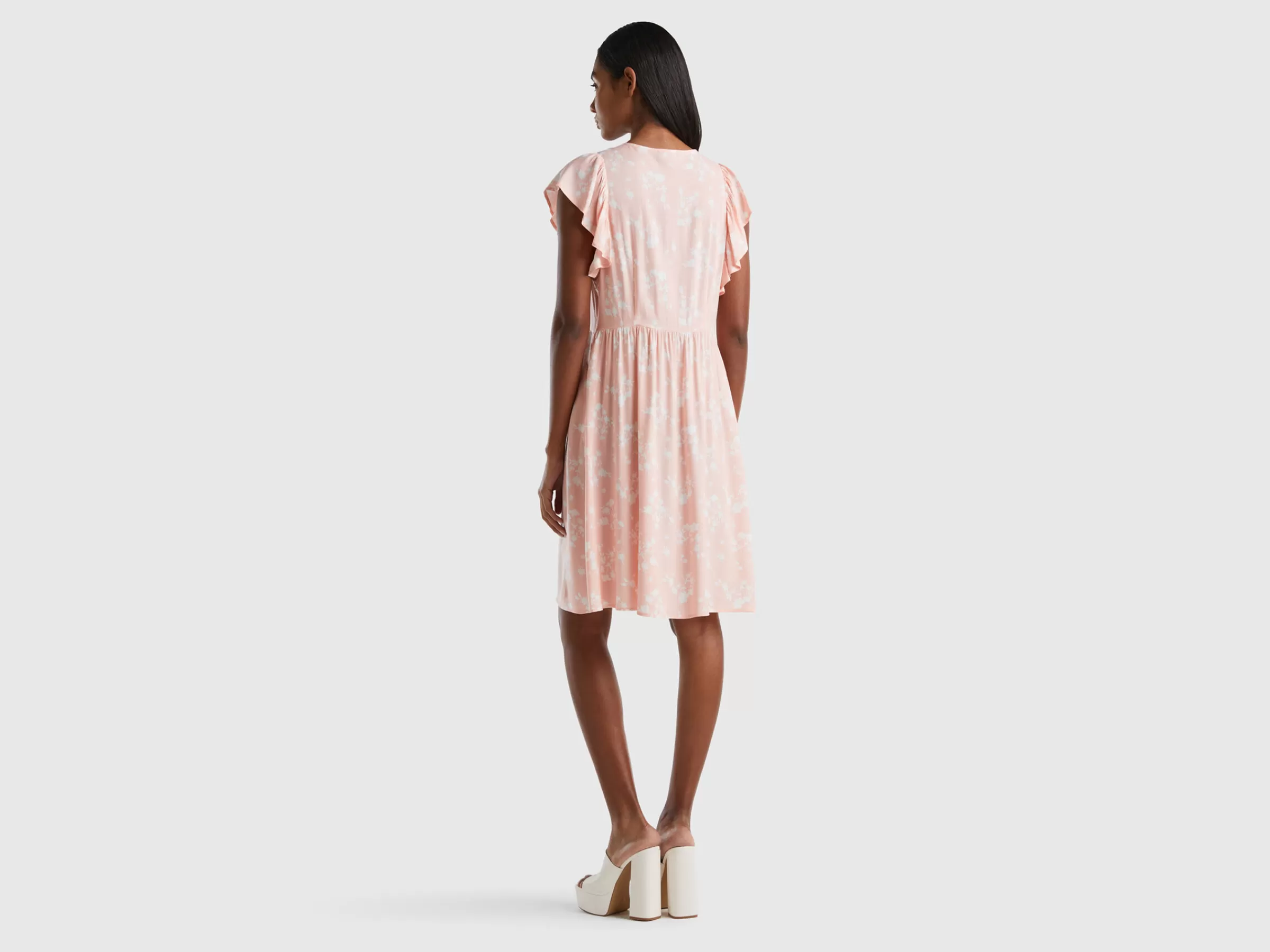 Vestido As Flores Com Folhos^Benetton Flash Sale