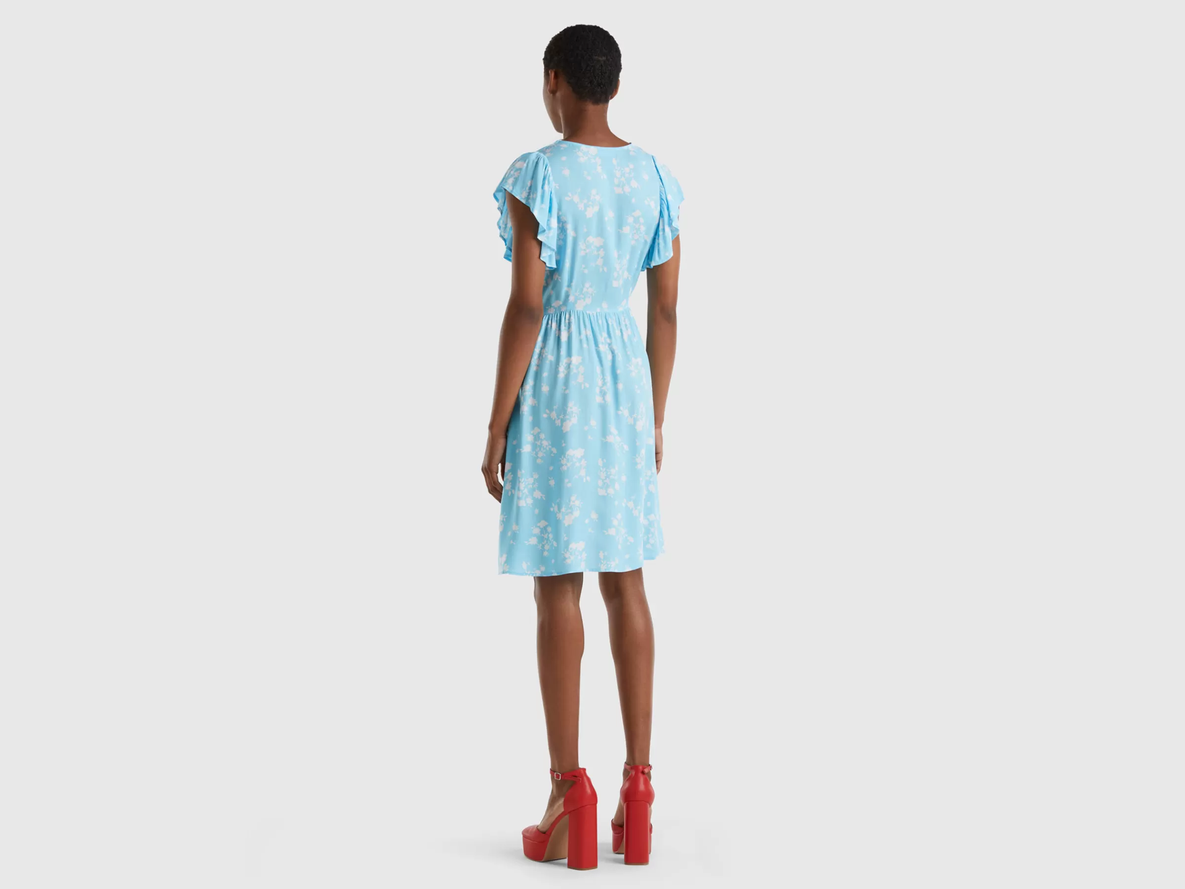 Vestido As Flores Com Folhos^Benetton Flash Sale