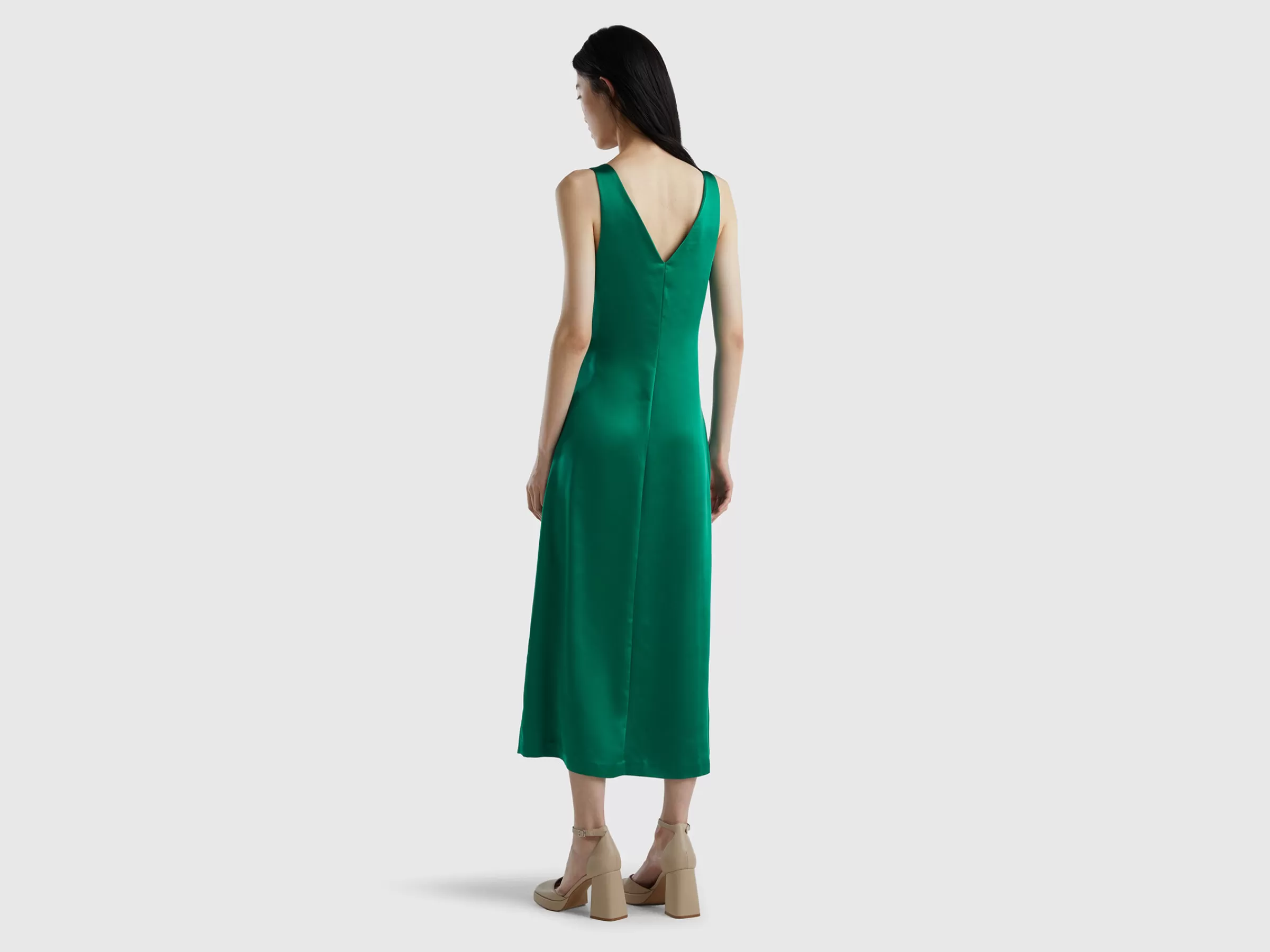 Vestido Combinacao Efeito Acetinado^Benetton Hot
