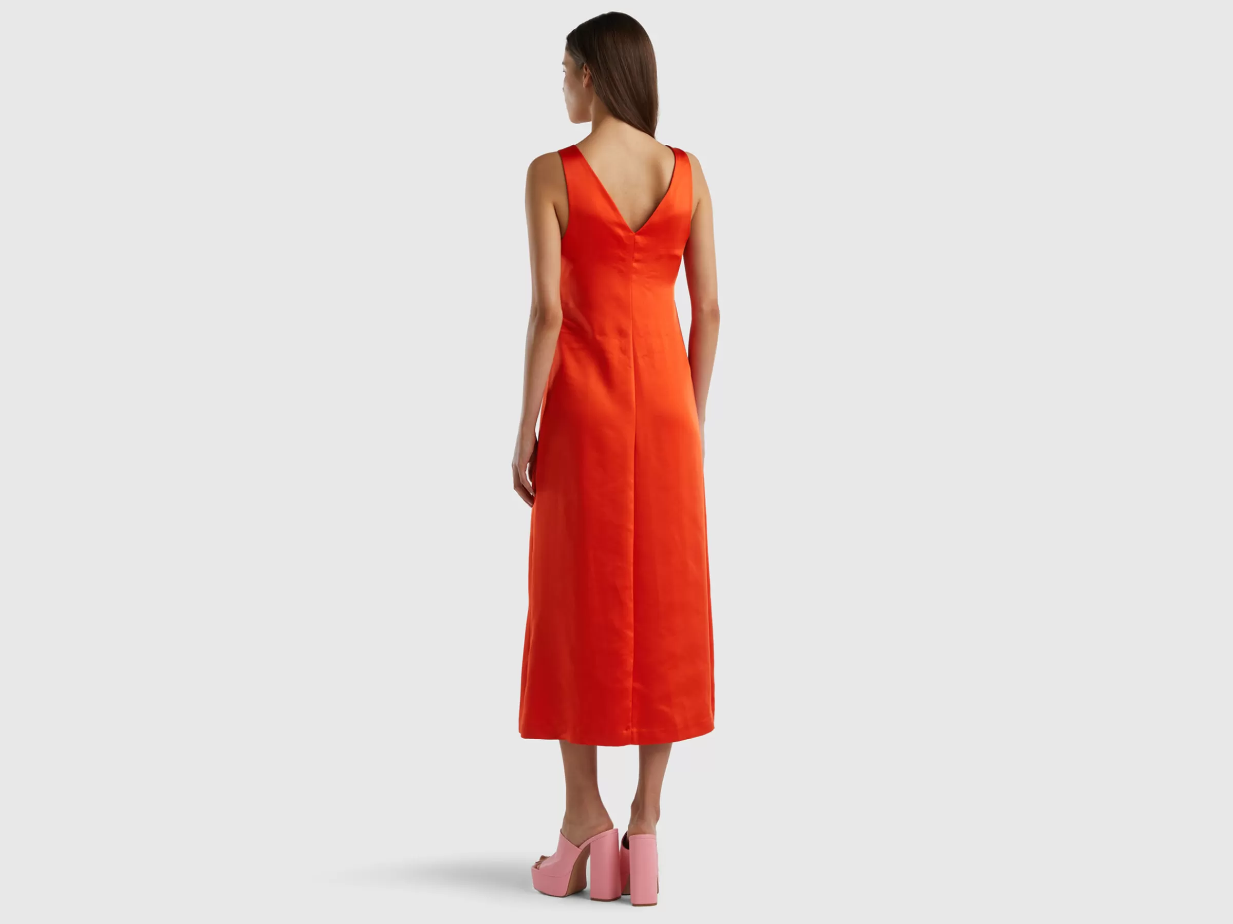 Vestido Combinacao Efeito Acetinado^Benetton Shop