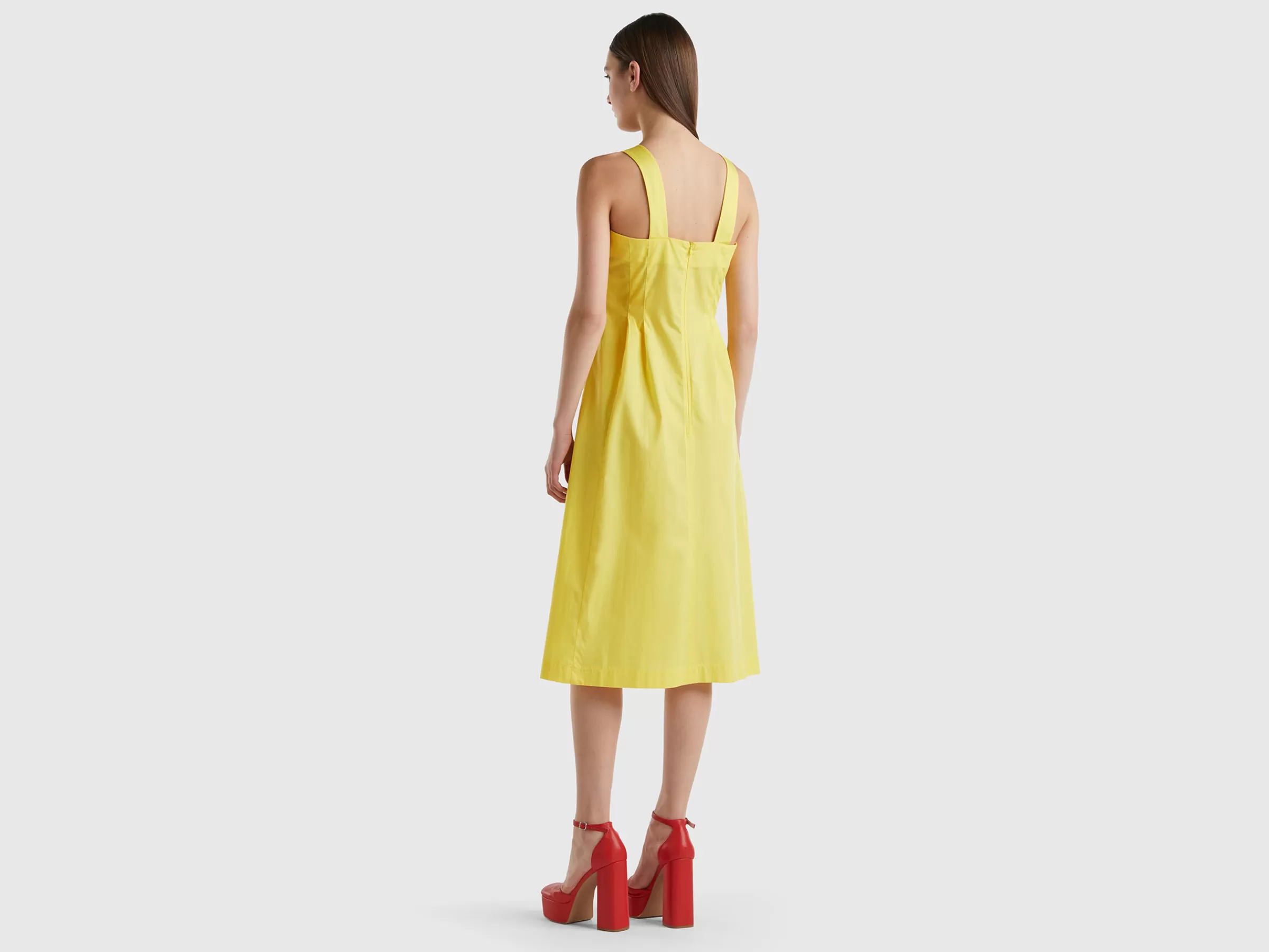 Vestido Midi Em Algodão Leve^Benetton Hot